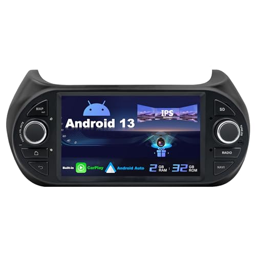 SXAUTO Android 12 IPS Autoradio Passt für FIAT Fiorino/Qubo/Citroen Nemo/Peugeot Bipper - Wireless CarPlay/Android Auto - Kamera Canbus KOSTENLOS - 2G+32G 2 Din - DAB Lenkradsteuerung 4G WiFi BT von SXAUTO