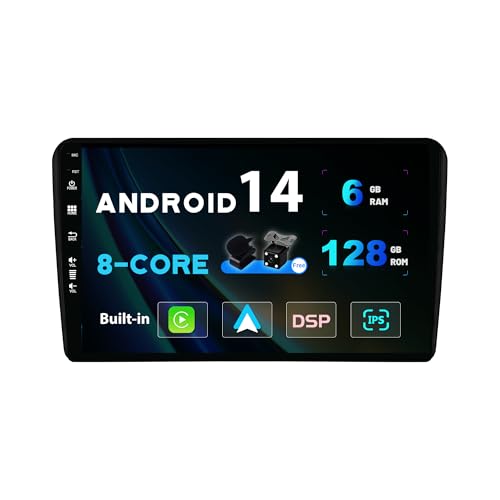 SXAUTO Android 13 - [6G+128G] - IPS Autoradio Passt für Audi A3 8P(2003-2008) / A3 8P/8PA (2003-2013) - Wireless Carplay/Android Auto/DSP - Kamera + MIC - DAB SWC WiFi Fast-Boot 4G BT5.0-2 Din 9 Zoll von SXAUTO