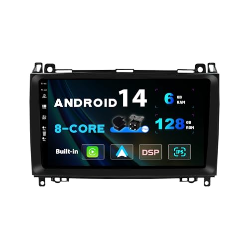 SXAUTO Android 13 - [6G+128G] - IPS Autoradio Passt für Benz W169 W245 B160 B170 B180 B200 W639 Vito Viano W906 Sprinter - Wireless Carplay/Android Auto/DSP - Kamera + MIC - DAB SWC WiFi -2 Din 9 Zoll von SXAUTO