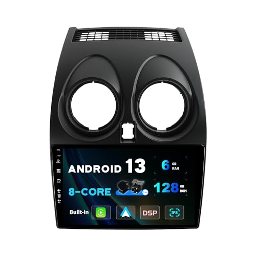 SXAUTO Android 13 - [6G+128G] - IPS Autoradio Passt für Nissan Qashqai J10 (2006-2015) - Eingebaut Wireless Carplay/Android Auto/DSP - Kamera + MIC - DAB SWC WiFi Fast-boot 360-Camera 4G -2 Din 9 Zoll von SXAUTO