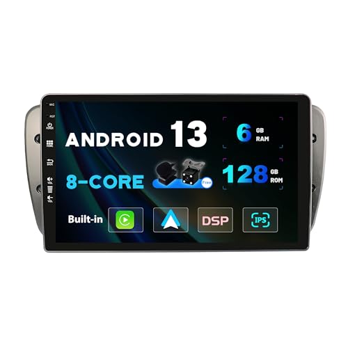 SXAUTO Android 13 - [6G+128G] - IPS Autoradio Passt für Seat Ibiza 6J (2009-2014) - Eingebaut Wireless Carplay/Android Auto/DSP - Kamera + MIC - DAB SWC WiFi Fast-Boot 360-Camera 4G BT - 2 Din 9 Zoll von SXAUTO