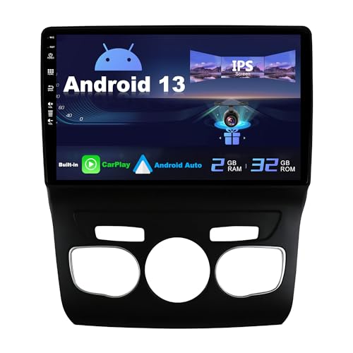 SXAUTO Android 13 IPS Autoradio Passt für Citroen C4 C4L DS4 (2013-2017) - Eingebaut Carplay/Android Auto - Rückfahrkamera KOSTENLOS - 2G+32G - Lenkradsteuerung WiFi DAB Fast-Boot - 2 Din 10.1 Zoll von SXAUTO