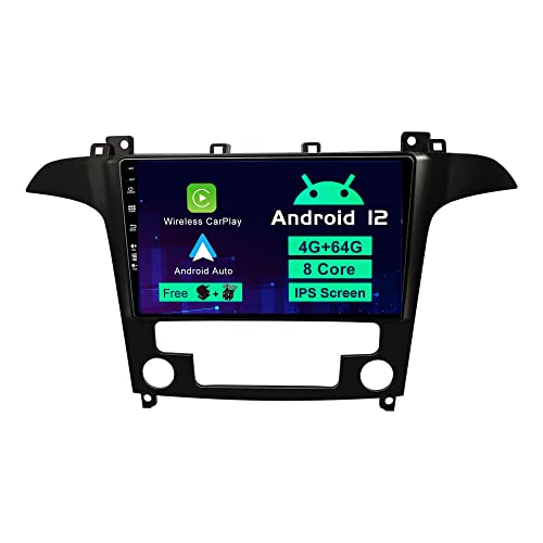 SXAUTO Autoradio Android 10 Passt für Ford S-Max (2006-2015) - [Built-in Carplay/Android Auto/DSP] - LED Kamera MIC KOSTENLOS - [4G+64G] - 9 Zoll - 2 Din - Unterstützen DAB Lenkradsteuerung 4G WiFi BT von SXAUTO