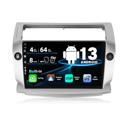 SXAUTO Autoradio Android 12 Passt für Citroen C4 / C-Quatre/C-Triomphe (2004-2012) - Built-in Carplay/Android Auto/DSP - Kamera MIC KOSTENLOS - 4G+64G - 9 Zoll 2 Din - Unterstützen DAB SWC 4G WiFi von SXAUTO