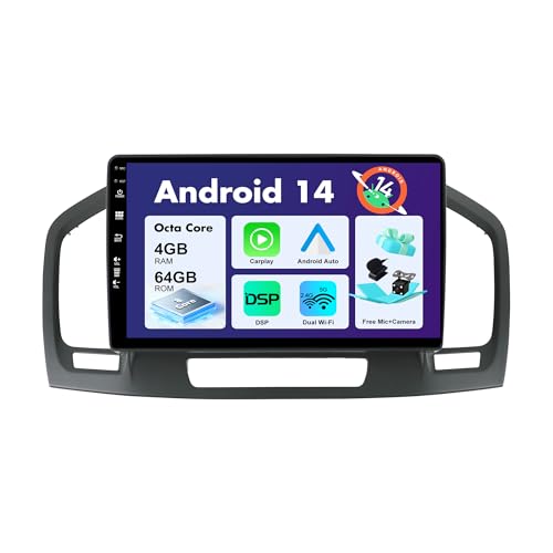 SXAUTO Autoradio Android 14 Passt für Opel Holden Insignia(2008-2014) - [Built-in Carplay/Android Auto/DSP] - Kamera MIC KOSTENLOS - 4G+64G - 9 Zoll 2 Din - Unterstützen DAB Lenkradsteuerung 4G WiFi von SXAUTO