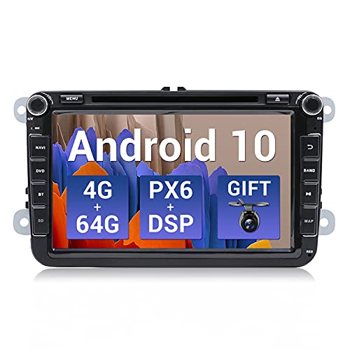 SXAUTO [PX6+DSP] Android 10 Autoradio Passt für VW Passat/Golf/Skoda/Seat - Kamera Canbus KOSTENLOS - [4G+64G] - Unterstützen DAB Lenkradsteuerung WiFi Carplay Android Auto HDMI BT5.0-2 Din 8 Zoll von SXAUTO