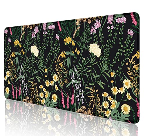 SXCKANG Botanical Colorful Flowers Gaming Desk Mat, Blooming Herb Floral Plants XXL Large Mouse Pad, Computer Mat for Desk, Accessory Decor Gift - 90 x 40 cm, Vintage Flowers Black SXCKANG Botanical Colorful Flowers Gaming Desk Mat, Blooming Herb Floral Plants XXL Large Mouse Pad, Computer Mat for Desk, Accessory Decor Gift - 90 x 40 cm, Vintage Flowers Black von SXCKANG