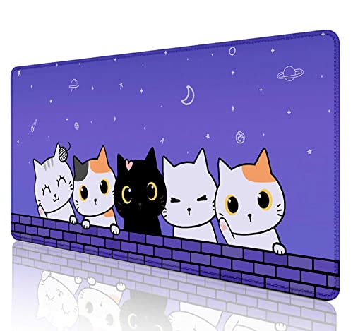Sxckang Kawaii Schreibtischunterlage, niedliche Katzen, lila, großes Mauspad, XL, Kawai Anime, ästhetische Gaming-Schreibtischunterlage – 80 x 39 cm Sxckang Kawaii Schreibtischunterlage, niedliche Katzen, lila, großes Mauspad, XL, Kawai Anime, ästhetische Gaming-Schreibtischunterlage – 80 x 39 cm von SXCKANG