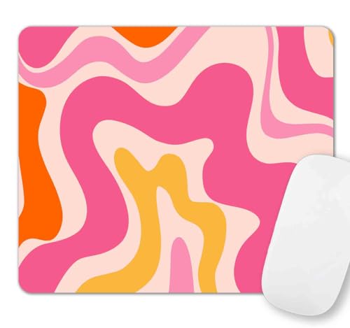 SXCKANG Kleines Mauspad, rechteckig, Premium-Textur, Wirbelmuster, orangefarbenes Computer-Mauspad, niedliches Mauspad-Design, rutschfeste Gummiunterseite für Büro, rosa abstrakte Welle SXCKANG Kleines Mauspad, rechteckig, Premium-Textur, Wirbelmuster, orangefarbenes Computer-Mauspad, niedliches Mauspad-Design, rutschfeste Gummiunterseite für Büro, rosa abstrakte Welle von SXCKANG