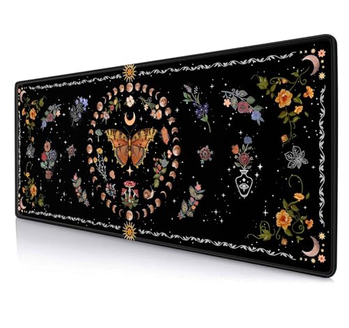 SXCKANG Orange Schmetterling Mond Großes Mauspad, Blume Botanisch Lange Mauspad, Boho Vintage Schreibtischunterlage für Arbeit, Spiel, Büro, Zuhause, Computerzubehör, 80 x 30 cm – Blumenpflanze SXCKANG Orange Schmetterling Mond Großes Mauspad, Blume Botanisch Lange Mauspad, Boho Vintage Schreibtischunterlage für Arbeit, Spiel, Büro, Zuhause, Computerzubehör, 80 x 30 cm – Blumenpflanze von SXCKANG