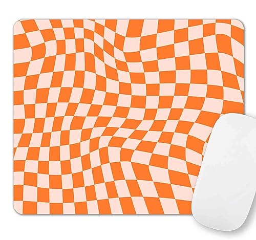 SXCKANG Orange kariertes Mauspad, modernes Muster, niedliches Mauspad, Schreibtischzubehör für Frauen, Bürodekoration, 20 x 20 cm SXCKANG Orange kariertes Mauspad, modernes Muster, niedliches Mauspad, Schreibtischzubehör für Frauen, Bürodekoration, 20 x 20 cm von SXCKANG