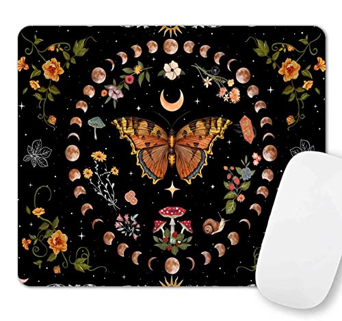 SXCKANG Schmetterling Blumen-Mauspad, Natürliche Pflanze Mondphase Mousepad, Waschbares Lycra Tuch Rutschfeste Gummiunterseite Mauspad für Büro, Orange und Schwarz SXCKANG Schmetterling Blumen-Mauspad, Natürliche Pflanze Mondphase Mousepad, Waschbares Lycra Tuch Rutschfeste Gummiunterseite Mauspad für Büro, Orange und Schwarz von SXCKANG