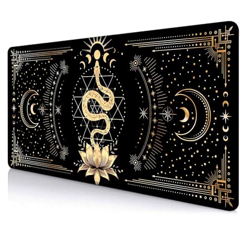 SXCKANG Großes Mauspad, Boho-Schlange Hexe, Schreibtischunterlage für den Schreibtisch, Frauen-Gaming-Vollschreibtisch, Mondphasen, Computer, Laptop, Schutz, Schreibblock für Schule, Büro, Zuhause, von SXCKANG