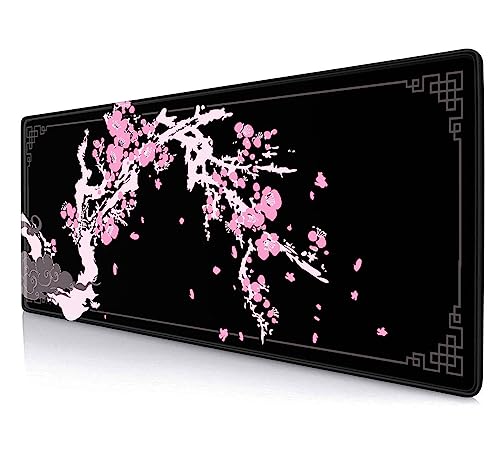 SXCKANG Japanische rosa Kirschblüten-Schreibtischunterlage, schwarzes langes Mauspad, niedliche Schreibtischunterlage für den Schreibtisch, Computer-Laptop-Schutz, Schreibblöcke für Schule, Büro, 31,5 SXCKANG Japanische rosa Kirschblüten-Schreibtischunterlage, schwarzes langes Mauspad, niedliche Schreibtischunterlage für den Schreibtisch, Computer-Laptop-Schutz, Schreibblöcke für Schule, Büro, 31,5 von SXCKANG