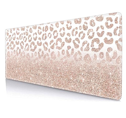 SXCKANG Großes Mauspad, Glitzer-Leopardenmuster, niedlich, Schreibtischunterlage für Heimbüro, Computerzubehör, 80 x 30 cm, Rosa SXCKANG Großes Mauspad, Glitzer-Leopardenmuster, niedlich, Schreibtischunterlage für Heimbüro, Computerzubehör, 80 x 30 cm, Rosa von SXCKANG