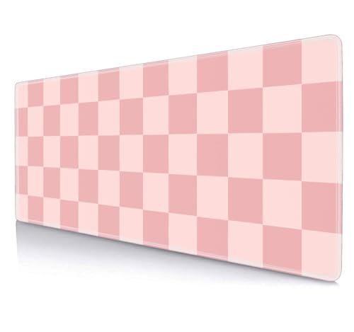 Sxckang Schreibtischunterlage in Pastellrosa, kariertes Muster, extra großes Mauspad, Schreibtischschutzunterlage, Schreibtischunterlage für Arbeit, Heimdekoration, rutschfeste Gummi-Gaming-Mauspads Sxckang Schreibtischunterlage in Pastellrosa, kariertes Muster, extra großes Mauspad, Schreibtischschutzunterlage, Schreibtischunterlage für Arbeit, Heimdekoration, rutschfeste Gummi-Gaming-Mauspads von SXCKANG