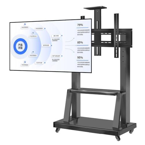SXDHOCDZ Rollbarer TV-Wagen mit feststellbaren Rädern, tragbarer TV-Ständer mit 2 Ablageflächen, geeignet für Fernseher von 32 bis 100 Zoll(Black,50 * 110cm/205) von SXDHOCDZ