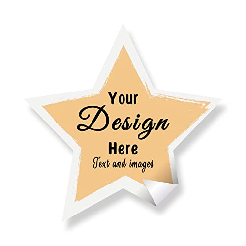 Personalisierte Klebeetiketten Aufkleber Etiketten, 500 Etiketten benutzerdefinierte Aufkleber mit jedem Design, Bild, Logo-Text, benutzerdefinierte Aufkleber für Firmenlogos(Stern) von SXLONG