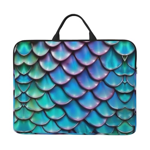 16,5 Zoll wasserdichte Tasche mit Fischschuppenmuster in Blaugrün für Laptop/Laptop/Tablet von SXOOGE