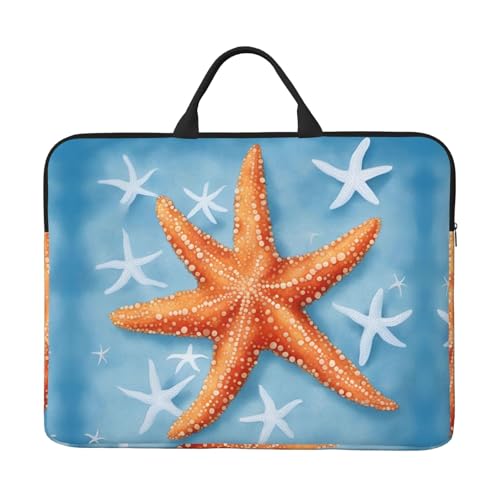 Blauer Hintergrund Seestern 1 Basics Laptop-Tragetasche, 41,5 cm (16,5 Zoll) Tasche für Laptop/Notebook/Tablet, wasserdichte Aktentasche von SXOOGE