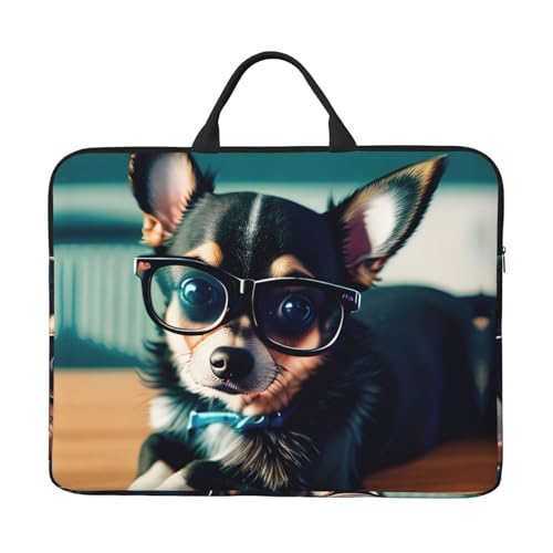 Chihuahua-Brille Basics Laptop-Tragetasche, 41,5 cm (16,5 Zoll) Tasche für Laptop/Notebook/Tablet, wasserdichte Aktentasche von SXOOGE