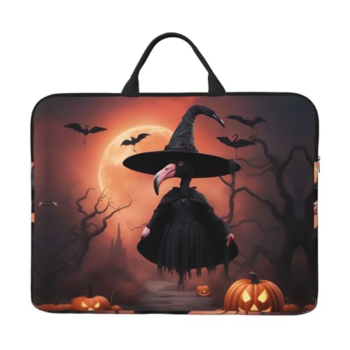 Halloween Flamingo Hexenhut Basics Laptop-Tragetasche, 41,5 cm (16,5 Zoll) Tasche für Laptop/Notebook/Tablet, wasserdichte Aktentasche von SXOOGE