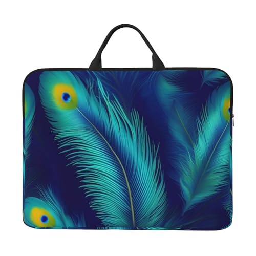 Laptop-Tasche, Motiv: Pfauenvogel und Federn, 41,5 cm (16,5 Zoll) Laptop/Notebook/Tablet, wasserdichte Aktentaschen-Hülle von SXOOGE