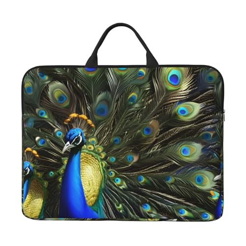 Laptop-Tasche, Motiv: Pfauenvogel und Federn, 41,5 cm (16,5 Zoll) Laptop/Notebook/Tablet, wasserdichte Aktentaschen-Hülle von SXOOGE