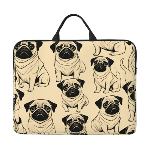 Laptop-Tasche mit niedlichem Mops-Motiv, 41,5 cm (16,5 Zoll) für Laptop/Notebook/Tablet, wasserdichte Aktentasche von SXOOGE