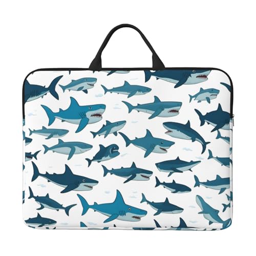 Laptoptasche mit Haifischmuster mit verschiedenen Gesten, 41,9 cm (16,5 Zoll) Tasche für Laptop/Notebook/Tablet, wasserdichte Aktentasche von SXOOGE