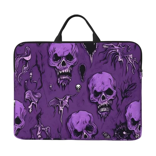 Laptoptasche mit Horror-Muster auf violettem Hintergrund, 41,5 cm (16,5 Zoll) Tasche für Laptop/Notebook/Tablet, wasserdichte Aktentaschen-Hülle von SXOOGE