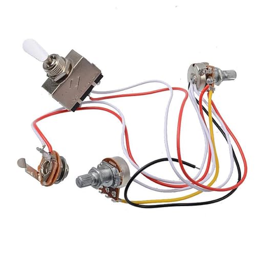 Gitarrenkabelbaum 3-Wege-Kippschalter 500-k-Potentiometer mit Kabelbaum für LP-Gitarren mit zwei Tonabnehmern(White cap) von SXTYOPT