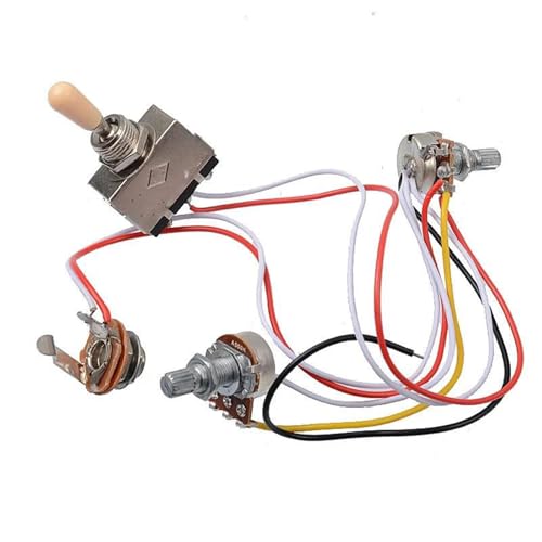 Gitarrenkabelbaum 3-Wege-Kippschalter 500-k-Potentiometer mit Kabelbaum für LP-Gitarren mit zwei Tonabnehmern(Yellow cap) von SXTYOPT