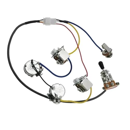 Gitarrenkabelbaum E-Gitarren-Tonabnehmer-Kabelbaum-Set mit Push-Pull-Schalter und Potentiometer schwarze Kappe für LP SG Gitarrenkabelbaum E-Gitarren-Tonabnehmer-Kabelbaum-Set mit Push-Pull-Schalter und Potentiometer schwarze Kappe für LP SG von SXTYOPT