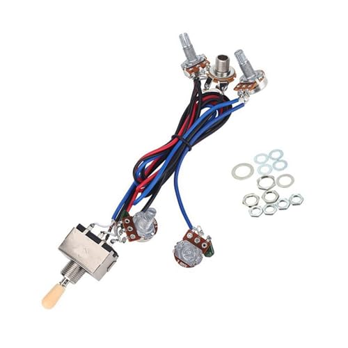 Gitarrenkabelbaum Kabelbaum-Kit für E-Gitarren-Tonabnehmer 2T2V 500K Potentiometer Dreiwegeschalter mit Buchse für LP SG und andere Stile Gitarrenkabelbaum Kabelbaum-Kit für E-Gitarren-Tonabnehmer 2T2V 500K Potentiometer Dreiwegeschalter mit Buchse für LP SG und andere Stile von SXTYOPT