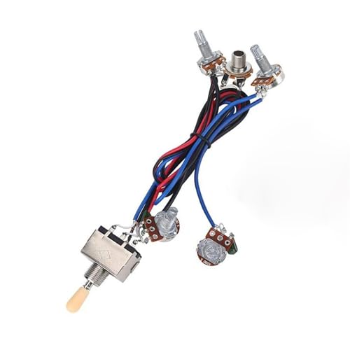 Gitarrenkabelbaum Kabelbaum-Kit für LP Humbucker E-Gitarren-Tonabnehmer 2T2V 500K Potentiometer Dreiwegeschalter mit Buchse Gitarrenkabelbaum Kabelbaum-Kit für LP Humbucker E-Gitarren-Tonabnehmer 2T2V 500K Potentiometer Dreiwegeschalter mit Buchse von SXTYOPT