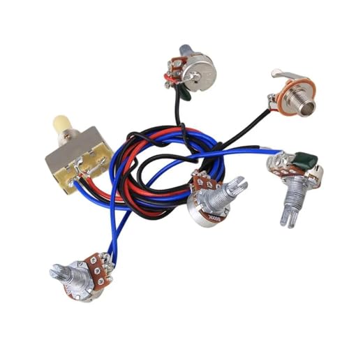 Gitarrenkabelbaum Kabelbaum vorverdrahtet 2 Lautstärke-Tonpotentiometer 3-Wege-Kippschalter 1v1t 500k für LP-Gitarren-Doppeltonabnehmer(2T2V) von SXTYOPT