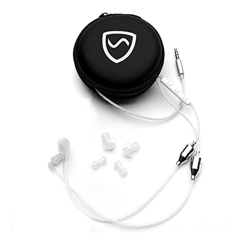Shield Your Body Luftschaluch-Kopfhörer, Stereo-Ohrstöpsel mit Mikrofon und Etui, kabelgebundene Kopfhörer mit Strahlungsschutz, integrierte Bedienelemente, funktioniert auf jedem Gerät mit einer von SYB