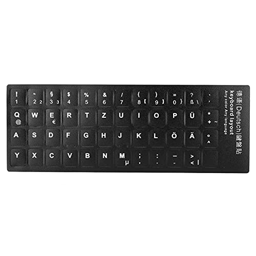 SYH&AQYE Deutsche Tastaturaufkleber, Tastaturabdeckung für Alle 10-17 Zoll Laptop Desktop PC Tastaturen, Ersatz Tastaturschutz mit Schwarzem Hintergrund und Weißer Beschriftung von SYH&AQYE