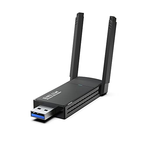 USB WiFi Wireless Adapter für PC Laptop 1300 Mbps, USB 3.0 WiFi Dongle 802.11AC mit 2,4 GHz/5 GHz Dual Band 5dBi High Gain Antenne, USB 3.0 Netzwerkadapter von SYKA