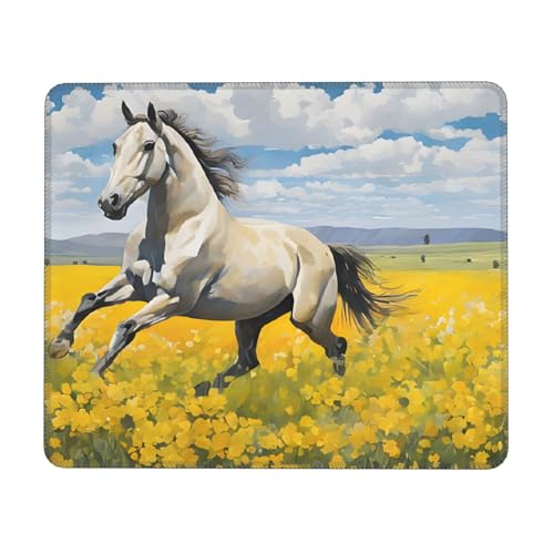 Gaming-Mauspad mit Pferdemotiv, bedruckt, 25,4 x 30,5 cm (10 x 12 Zoll), Computer-Mauspad, Gummi-Schreibtischunterlage von SYLALE