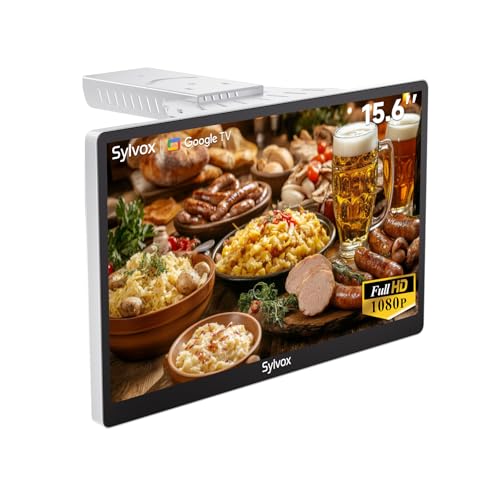 SYLVOX 15,6 Zoll Küchenfernseher - Mini Smart TV mit Google TV, DVB-C/T2/S2, 1080P Full HD, Dreh- und Faltbar, Unter Schrank Montierbar, 12V Kleiner Fernseher für Küche, Kinderzimmer, Wäscherei SYLVOX 15,6 Zoll Küchenfernseher - Mini Smart TV mit Google TV, DVB-C/T2/S2, 1080P Full HD, Dreh- und Faltbar, Unter Schrank Montierbar, 12V Kleiner Fernseher für Küche, Kinderzimmer, Wäscherei von SYLVOX