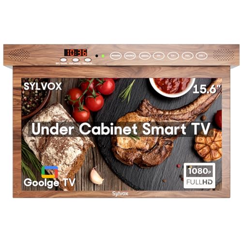 SYLVOX 15.6 Zoll küchenfernseher unterbau klappbar Smart Google TV küchen Fernseher mit WLAN HBBTV,Chromecast, Google Assistant,Netflix, Prime Video, Triple Tuner DVB-C/S2/T2 von SYLVOX