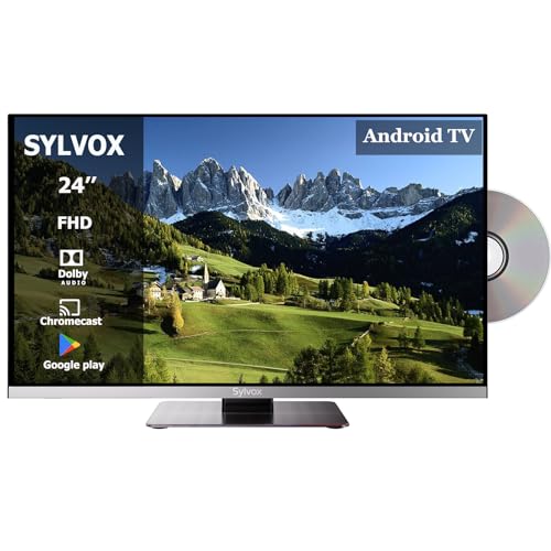 SYLVOX 24 Zoll Smart TV für Wohnmobile|DVD Play Eingebaut|Google Play|Chromecast| DC 12V Android 11 Fernseher | 1080P| ATV DTV| Äußerst schmale Lünette| Ideal für Wohnmobile Wohnzimmer von SYLVOX