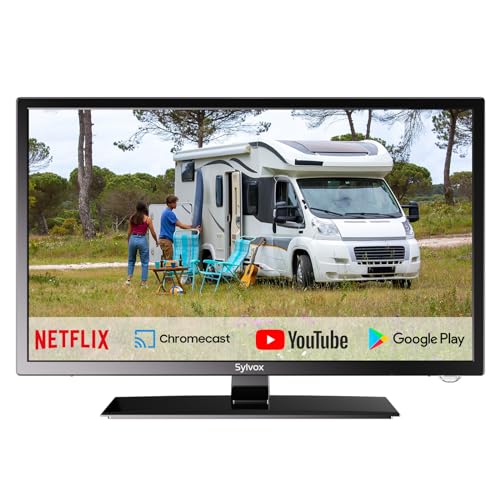 SYLVOX 27 Zoll (68.6cm) Android 11 Smart TV für Wohnmobile，LKW， 1080P 60hz Eingebauter DVD Player 12V Fernseher Google Play,Google Assistant，HiFi Lautsprecher Camping Reise TV，Triple Tuner,Caravan TV von SYLVOX