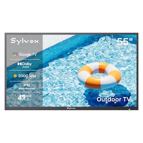 SYLVOX 55 Zoll Outdoor Smart TV, | 4K UHD 2000 Nits HDR10 | Google TV | IP55 Wasserdicht, HBBTV, WLAN.DVB-T2/S2/C&PAL, Draußen Fernseher für Garten, Terrasse & Gewerbe (Pool Pro 2.0) SYLVOX 55 Zoll Outdoor Smart TV, | 4K UHD 2000 Nits HDR10 | Google TV | IP55 Wasserdicht, HBBTV, WLAN.DVB-T2/S2/C&PAL, Draußen Fernseher für Garten, Terrasse & Gewerbe (Pool Pro 2.0) von SYLVOX