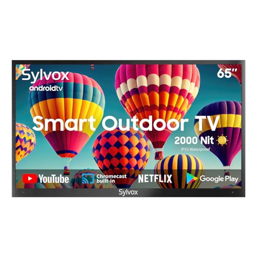 SYLVOX 65" Outdoor TV 4K HDR Smart TV Sprachfernbedienung 2000nits Dolby Audio IP55 Wasserdicht Chromecast HBBTV, DVB-T2/S2/C, DTV/ATV, 10bit 1.07Billion 178°Ansichtswinkel Pool Pro Series 2023 von SYLVOX