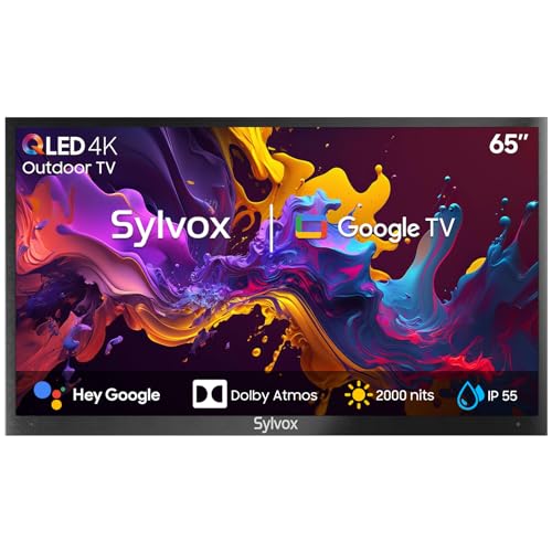 SYLVOX 65 Zoll Outdoor TV, 4K UHD QLED Google Fernseher Quantum Dot Farbe, 2000 Nits, Sprachassistent, Dolby Atmos, IP55 Wasserdicht TV für Garten, Terrasse, Pool &Gewerberäume(Pool Pro 2.0 QLED) SYLVOX 65 Zoll Outdoor TV, 4K UHD QLED Google Fernseher Quantum Dot Farbe, 2000 Nits, Sprachassistent, Dolby Atmos, IP55 Wasserdicht TV für Garten, Terrasse, Pool &Gewerberäume(Pool Pro 2.0 QLED) von SYLVOX