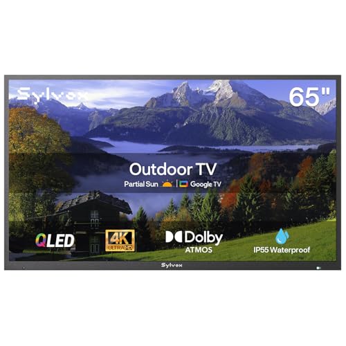 SYLVOX 65 Zoll Outdoor TV, Smart QLED Google Fernseher, IP55 Wasserdicht Fernseher, 4K UHD, Dolby Atmos, Support Google Assistant, Voice Assistant, 1000 nits Partial Sun Außenbereich TV (2024 Model) SYLVOX 65 Zoll Outdoor TV, Smart QLED Google Fernseher, IP55 Wasserdicht Fernseher, 4K UHD, Dolby Atmos, Support Google Assistant, Voice Assistant, 1000 nits Partial Sun Außenbereich TV (2024 Model) von SYLVOX