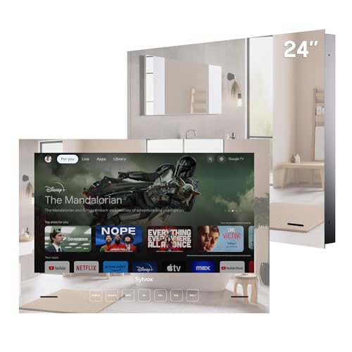 SYLVOX Smart TV 24 Zoll Wandhalterung Design Wasserdicht IP65 12V Google TV 1080P|HBBTV|60Hz|Google Assistant|Chromecast|Hotspot & WiFi| EPG| Schlaf Timer| Anticracking|500nit| Mirror Plus 2024 von SYLVOX
